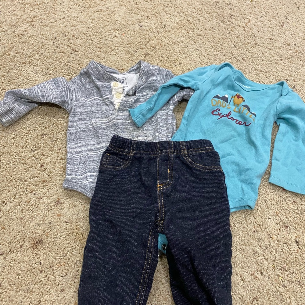 GAP Baby Gray and Blue Bodysuit with pants- #16